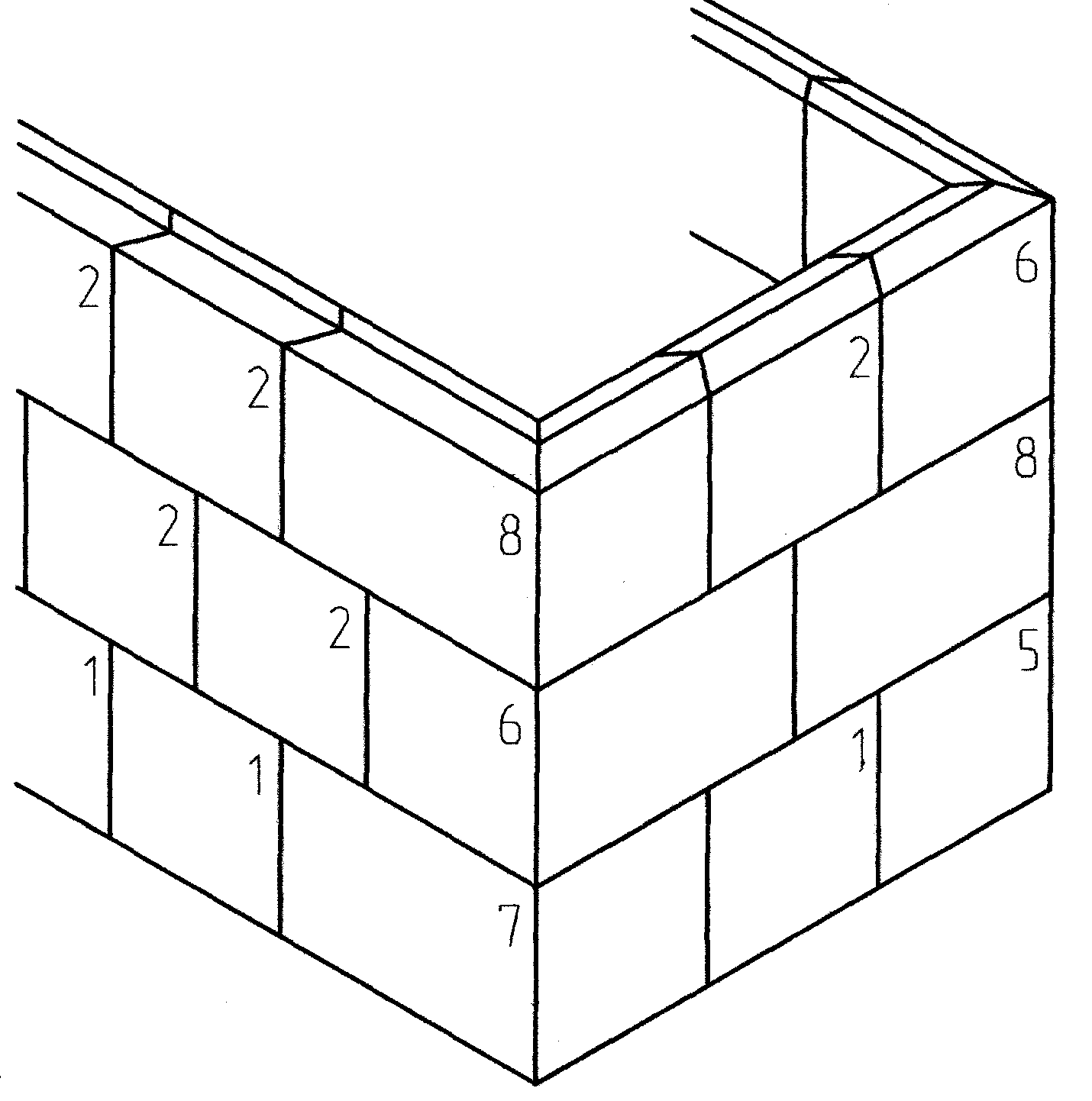 СКАТ №.8 Кирпич рядный угловой левый с левосторонним пером и основанием с  пазами
